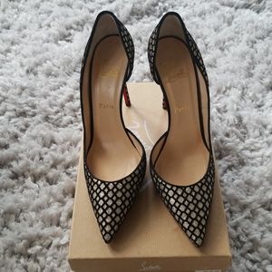 Christian Louboutin Glitter/Suede IRIZA Pumps